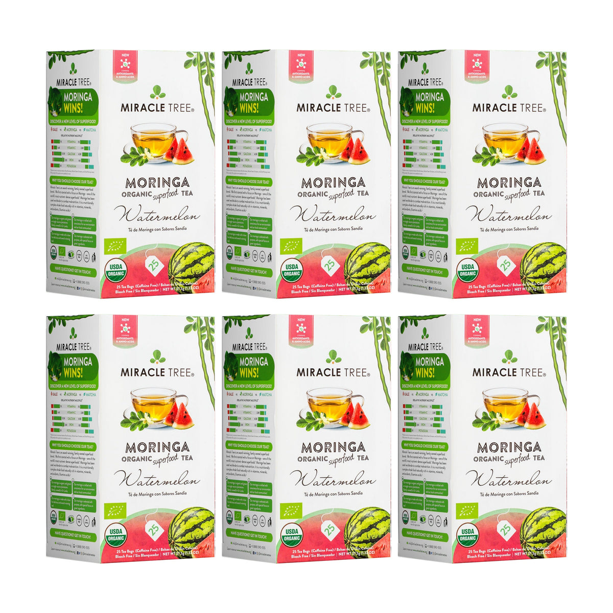 Organic Moringa Tea - Watermelon - Caffeine-Free Herbal Tea - Trending Wellness Store