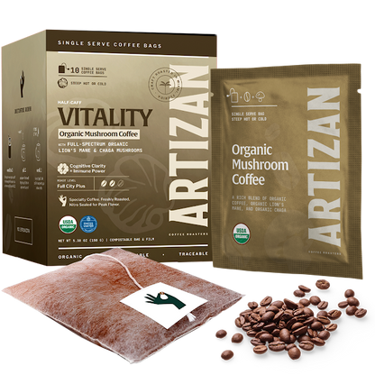 Organic Mushroom Coffee Singles Vitality with Lion’s Mane & Chaga - Trending Wellness Store