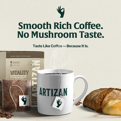 Organic Mushroom Coffee Singles Vitality with Lion’s Mane & Chaga - Trending Wellness Store