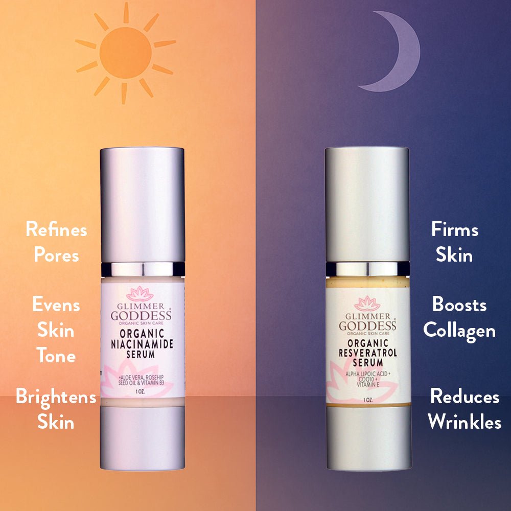 Organic Niacinamide + Resveratrol Serum Duo – Anti-Aging Face Serum Set for Pores, Wrinkles & Brightening - Trending Wellness Store