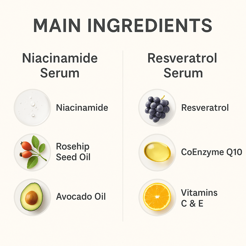 Organic Niacinamide + Resveratrol Serum Duo – Anti-Aging Face Serum Set for Pores, Wrinkles & Brightening - Trending Wellness Store