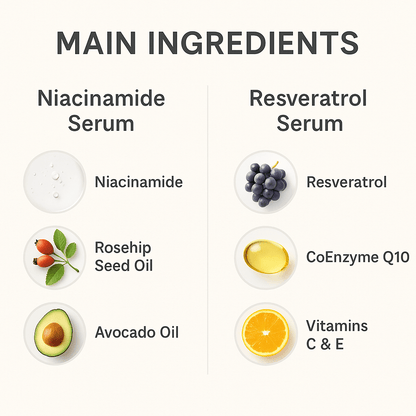 Organic Niacinamide + Resveratrol Serum Duo – Anti-Aging Face Serum Set for Pores, Wrinkles & Brightening - Trending Wellness Store