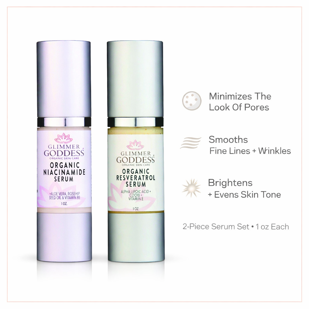 Organic Niacinamide + Resveratrol Serum Duo – Pore Refining & Brightening - Trending Wellness Store
