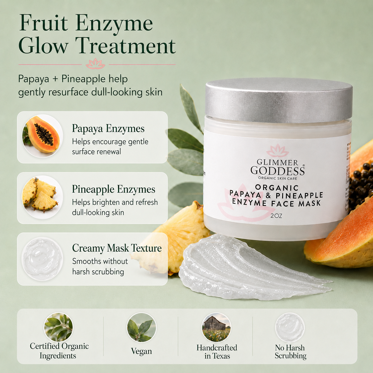 Organic Papaya Pineapple Enzyme Face Mask – Gentle Exfoliating Treatment - Trending Wellness Store