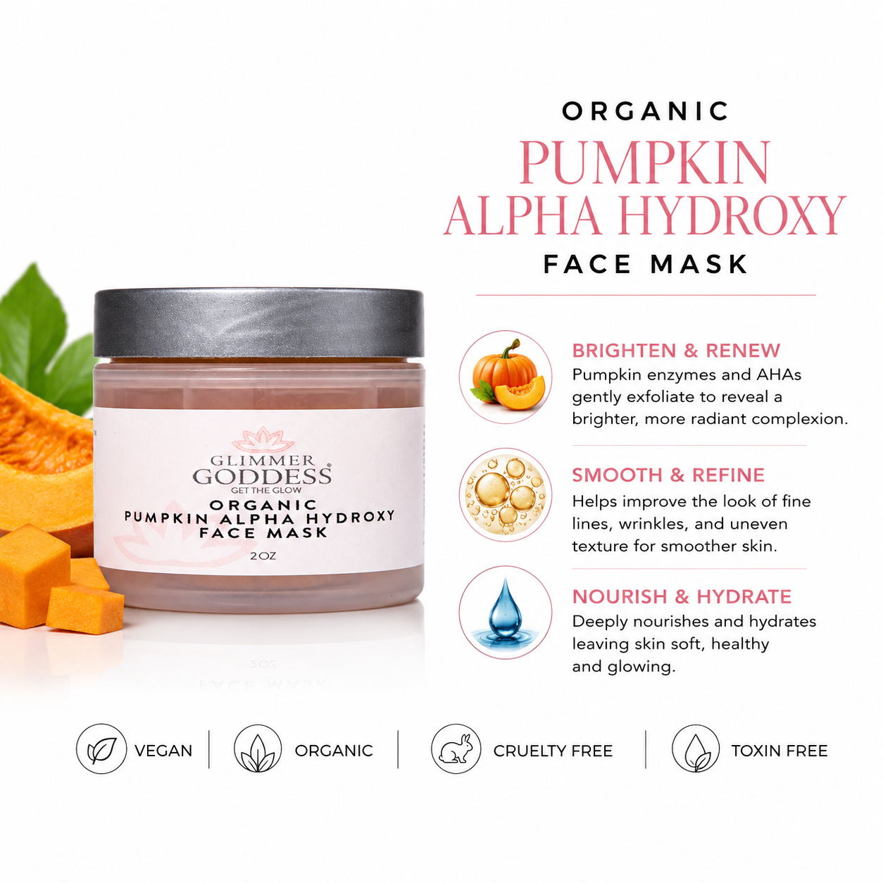 Organic Pumpkin AHA Face Mask – Exfoliating Treatment for Wrinkles & Glow - Trending Wellness Store