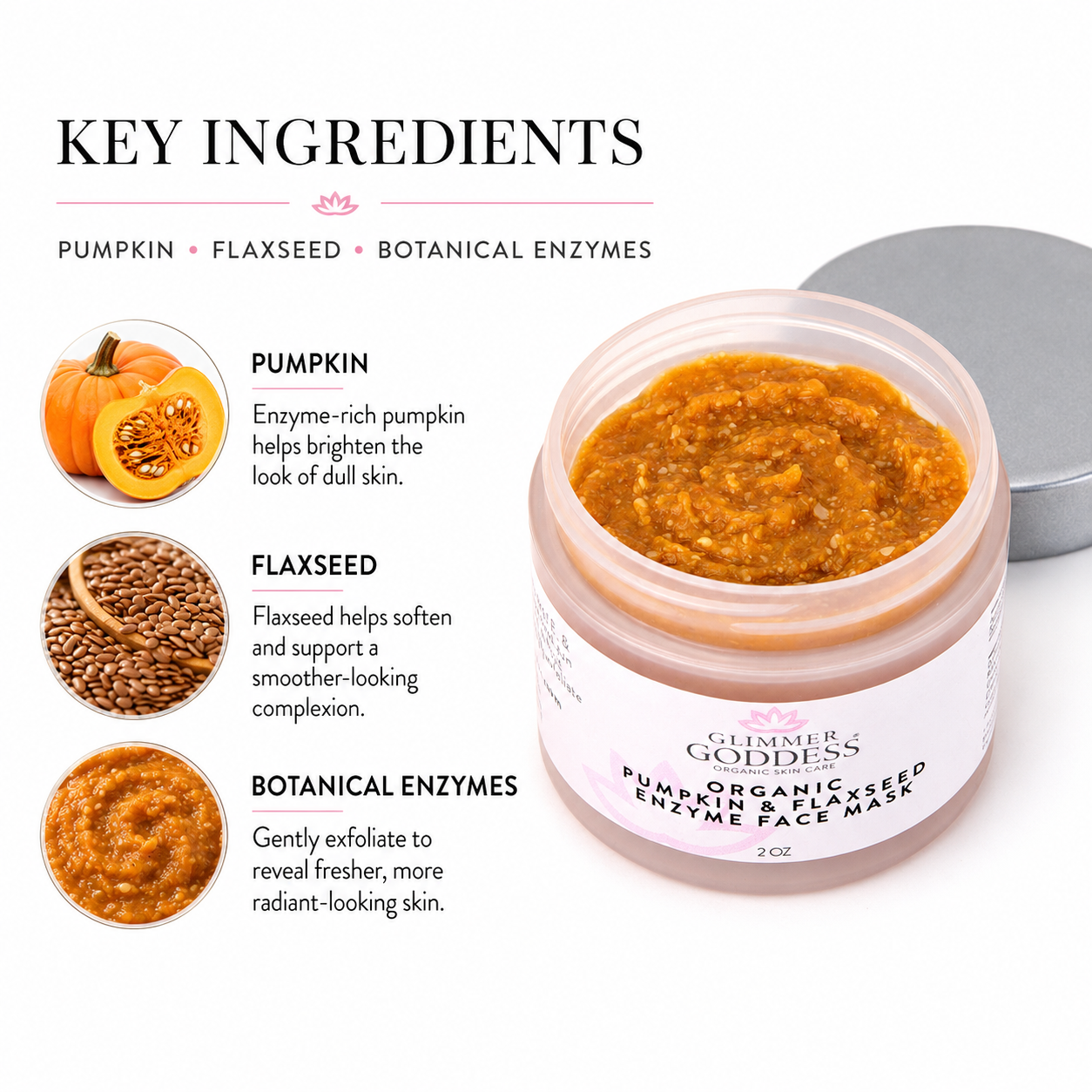 Organic Pumpkin Flaxseed Enzyme Face Mask – Brightening & Tightening Mask for Glowing Skin - Trending Wellness Store