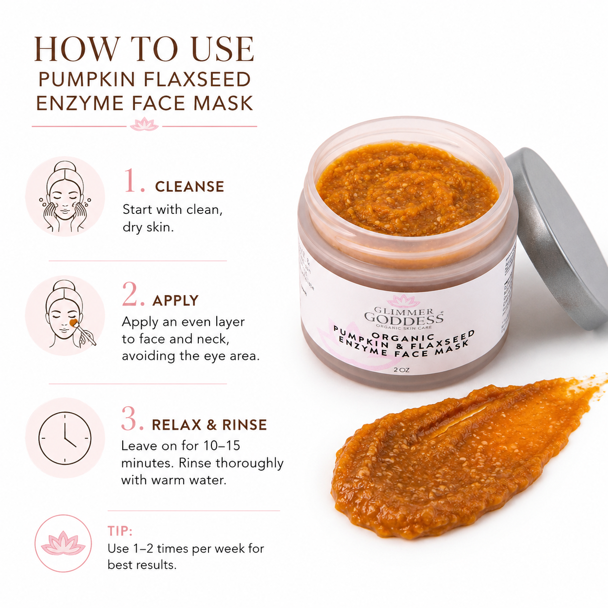Organic Pumpkin Flaxseed Enzyme Face Mask – Brightening & Tightening Mask for Glowing Skin - Trending Wellness Store