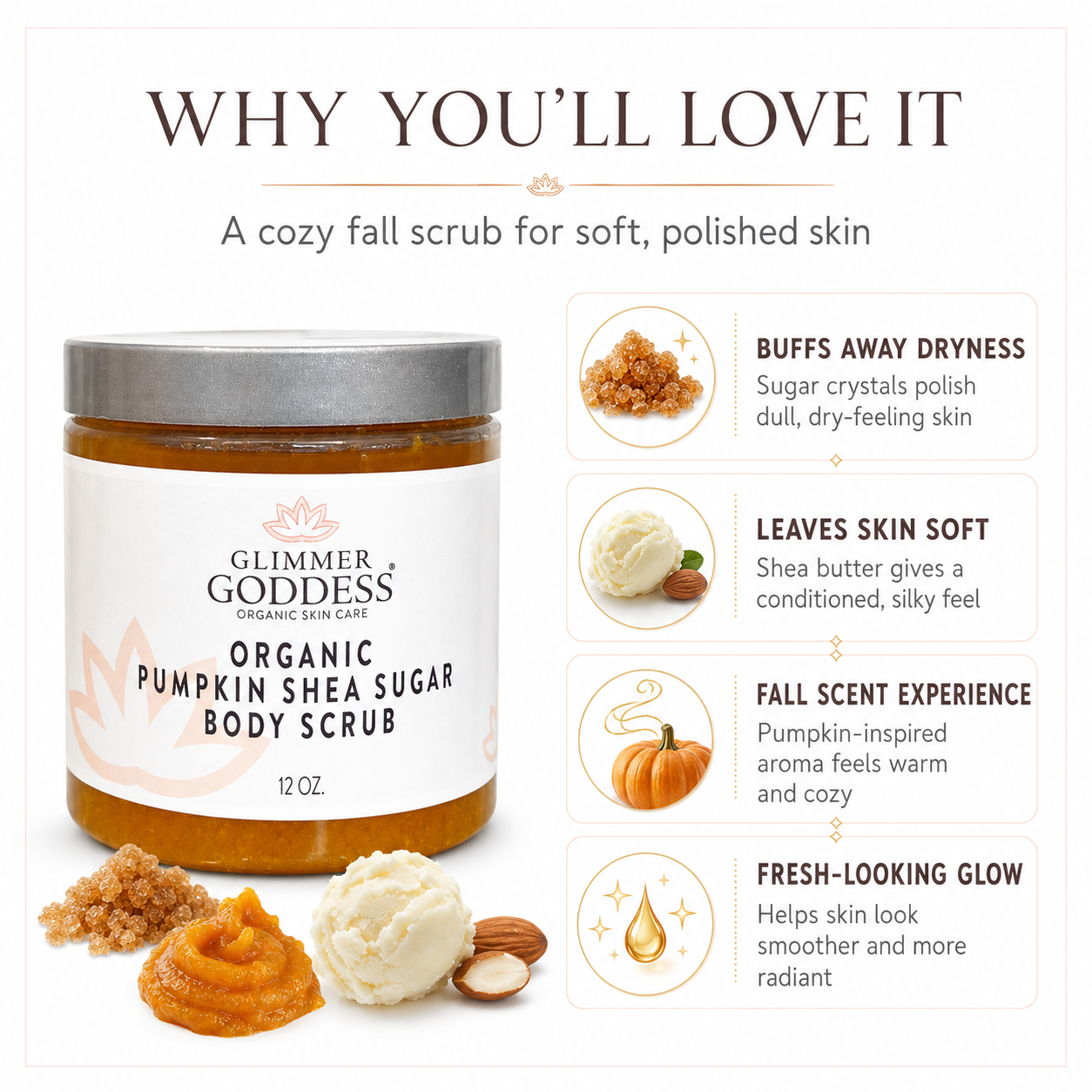 Organic Pumpkin Shea Sugar Body Scrub – Fall Scented Exfoliator - Trending Wellness Store