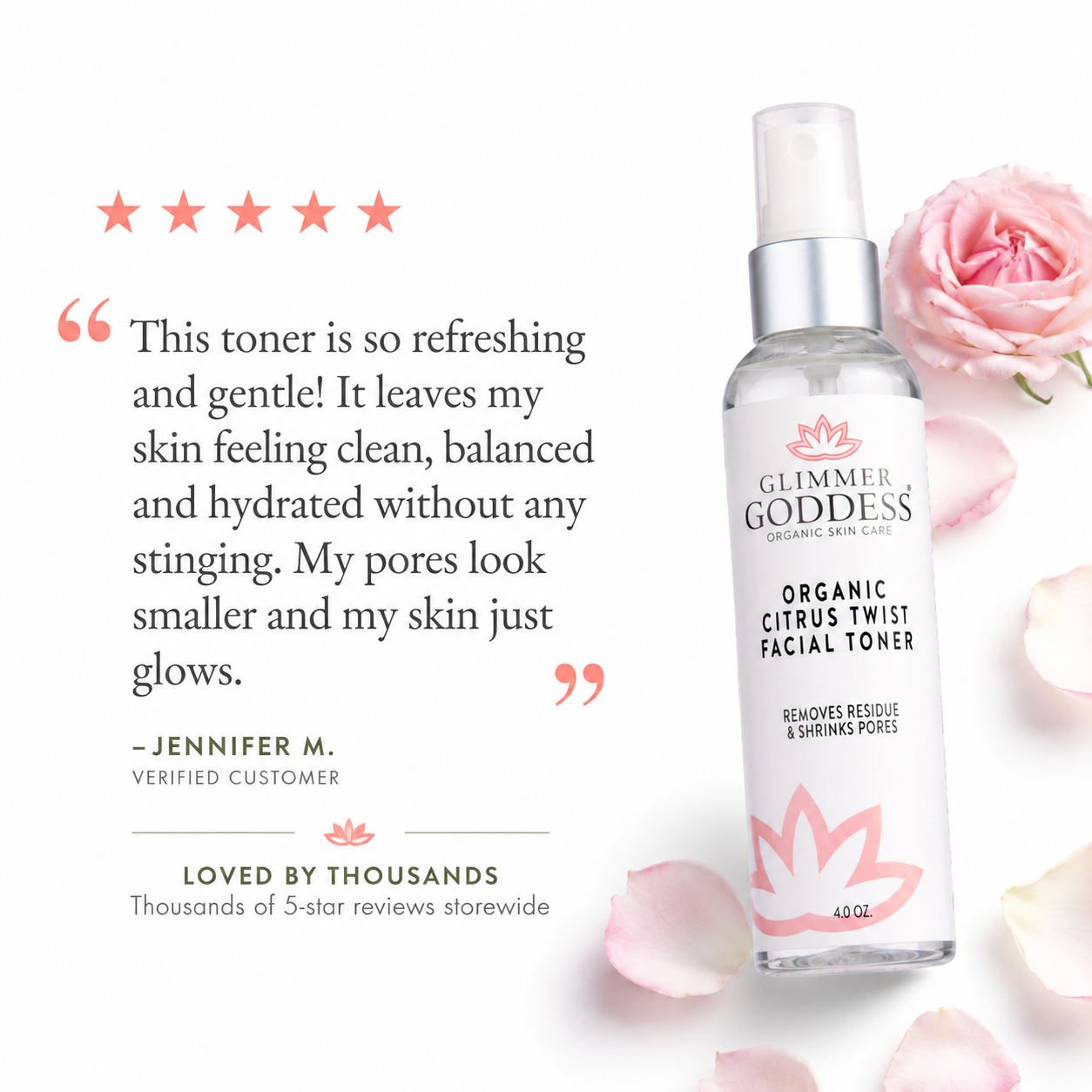 Organic Rose Water Facial Toner – Citrus Twist Toner with Witch Hazel & Aloe for Pore Tightening - Trending Wellness Store