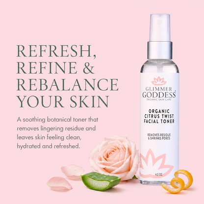 Organic Rose Water Facial Toner – Citrus Twist Toner with Witch Hazel & Aloe for Pore Tightening - Trending Wellness Store