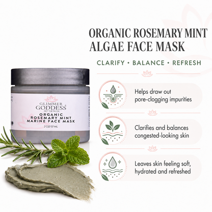 Organic Rosemary Mint Algae Face Mask for Acne & Rosacea - Trending Wellness Store
