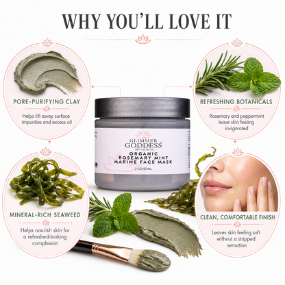 Organic Rosemary Mint Algae Face Mask for Acne & Rosacea - Trending Wellness Store
