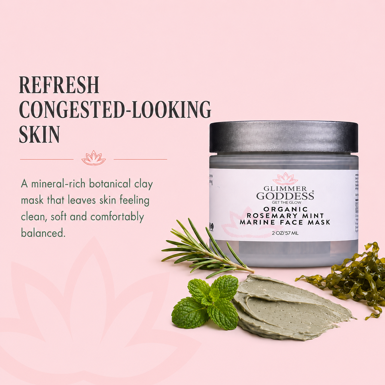 Organic Rosemary Mint Algae Face Mask for Acne & Rosacea - Trending Wellness Store