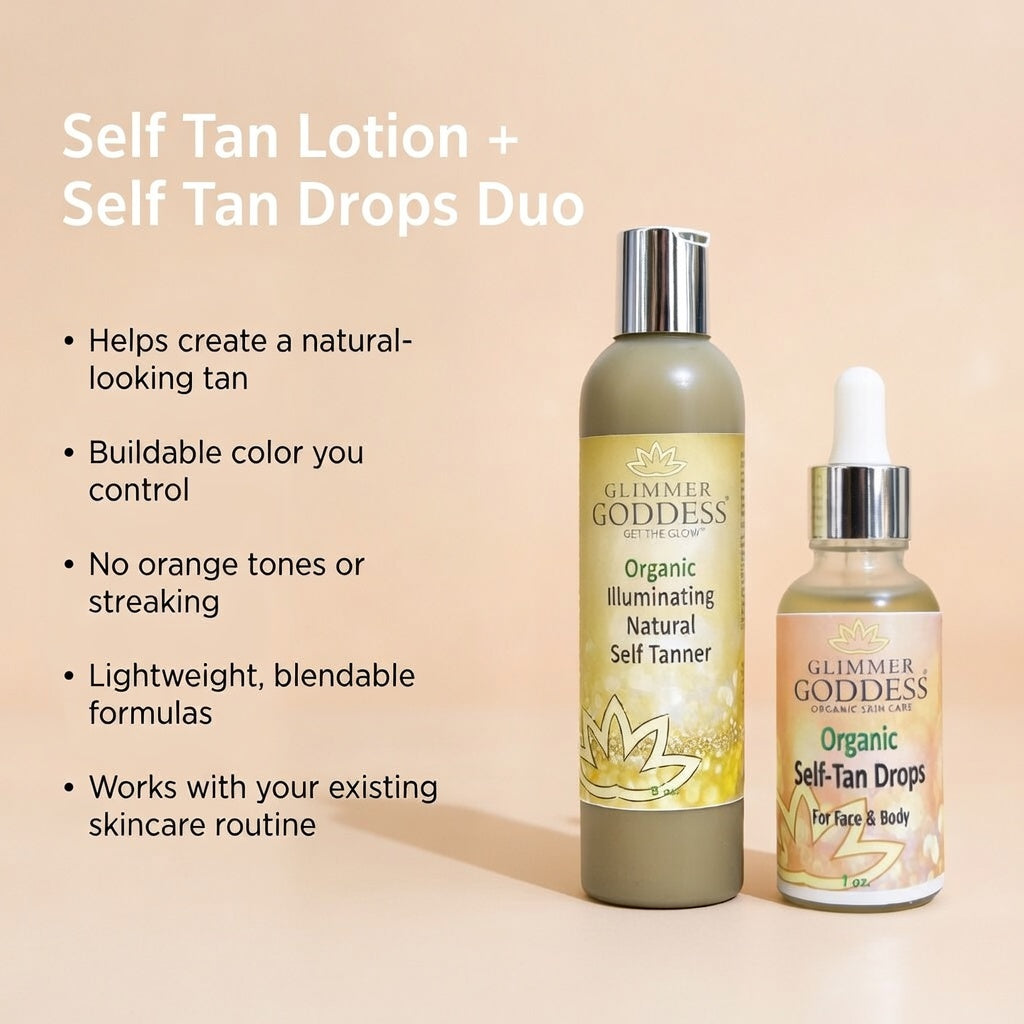 Organic Self Tanner & Self Tan Drops Bundle – Natural Sunless Tanning Kit - Trending Wellness Store