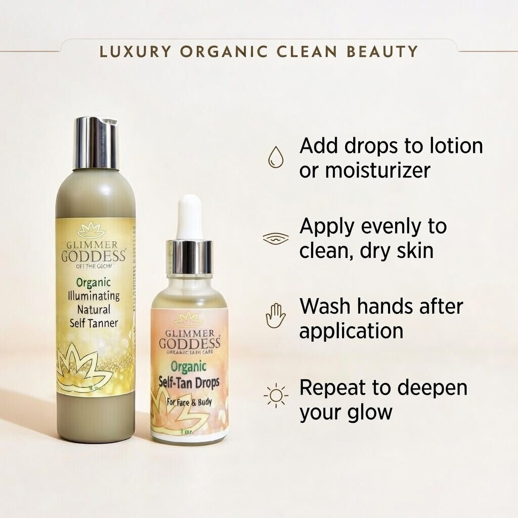 Organic Self Tanner & Self Tan Drops Bundle – Natural Sunless Tanning Kit - Trending Wellness Store