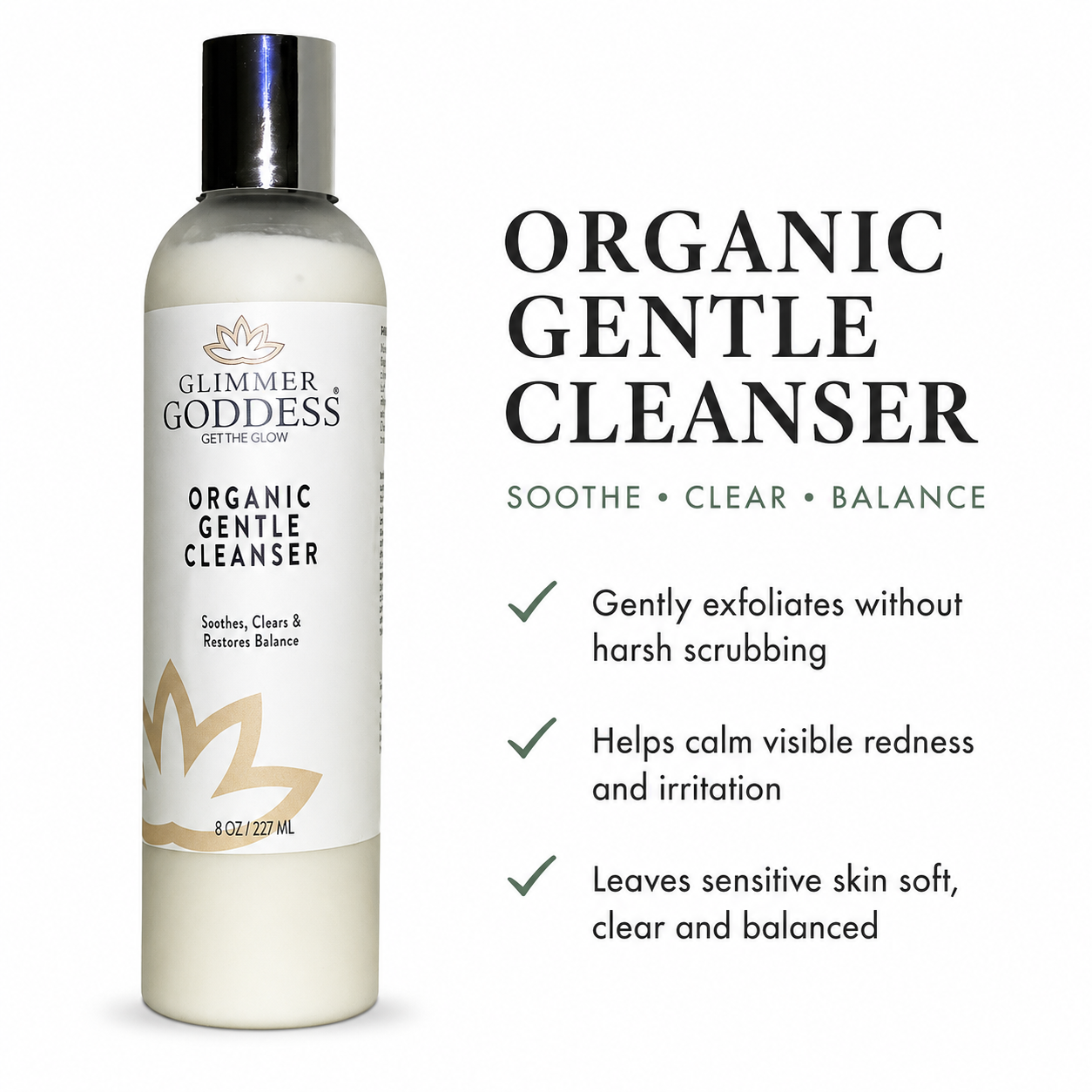 Organic Sensitive Skin Cleanser – Gentle AHA Face Wash - Trending Wellness Store