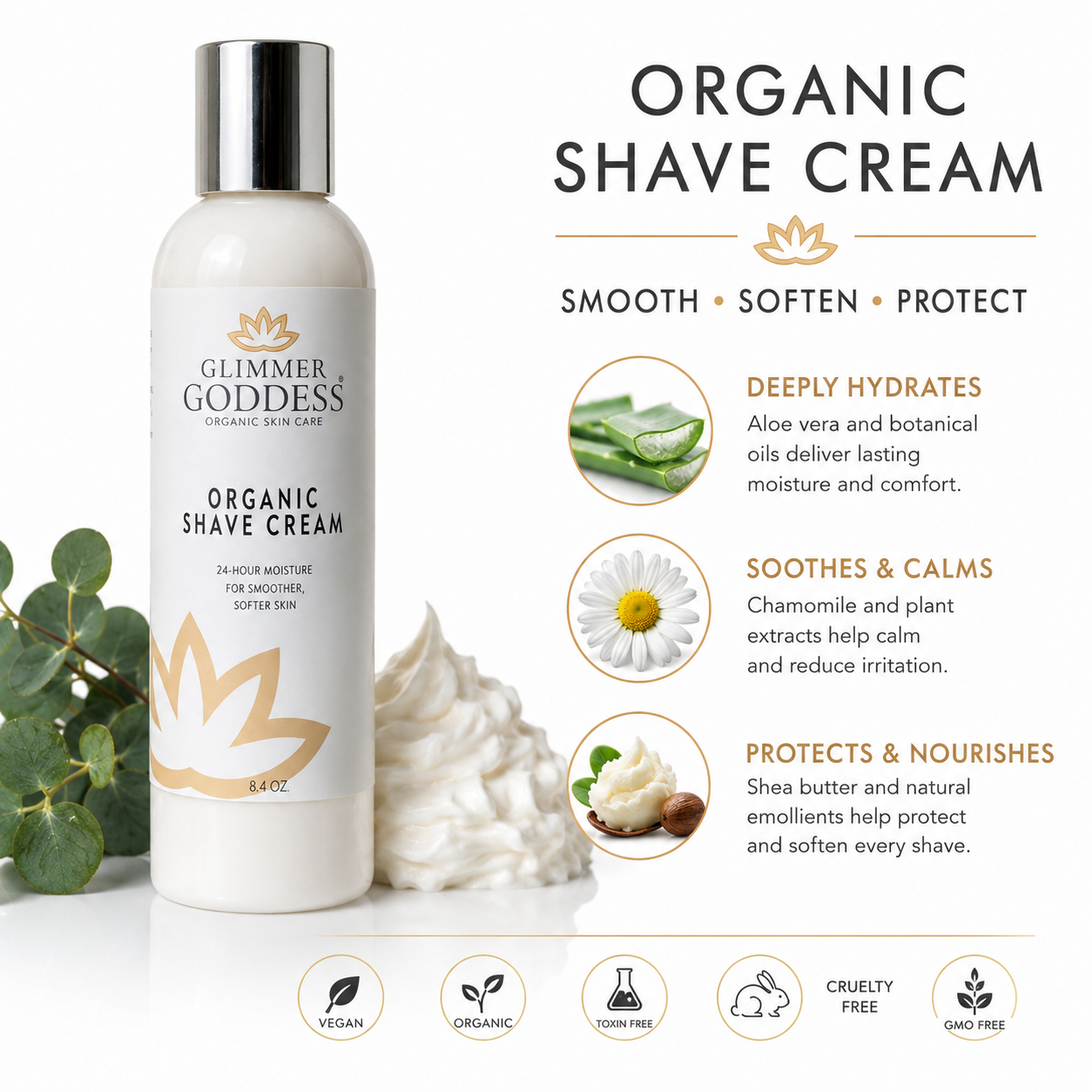 Organic Shave Cream for Sensitive Skin – Hydrating Formula - Trending Wellness Store