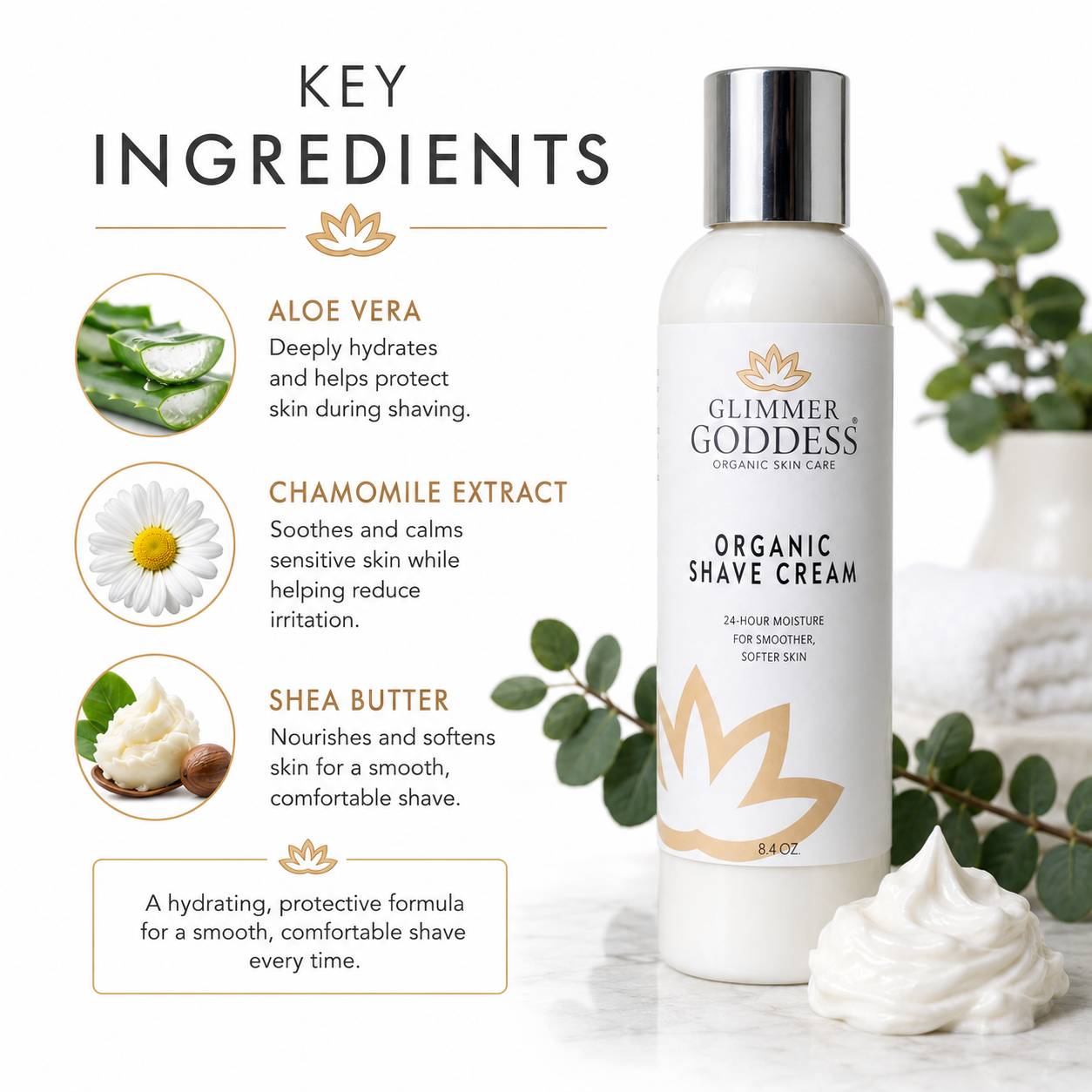 Organic Shave Cream for Sensitive Skin – Hydrating Formula - Trending Wellness Store