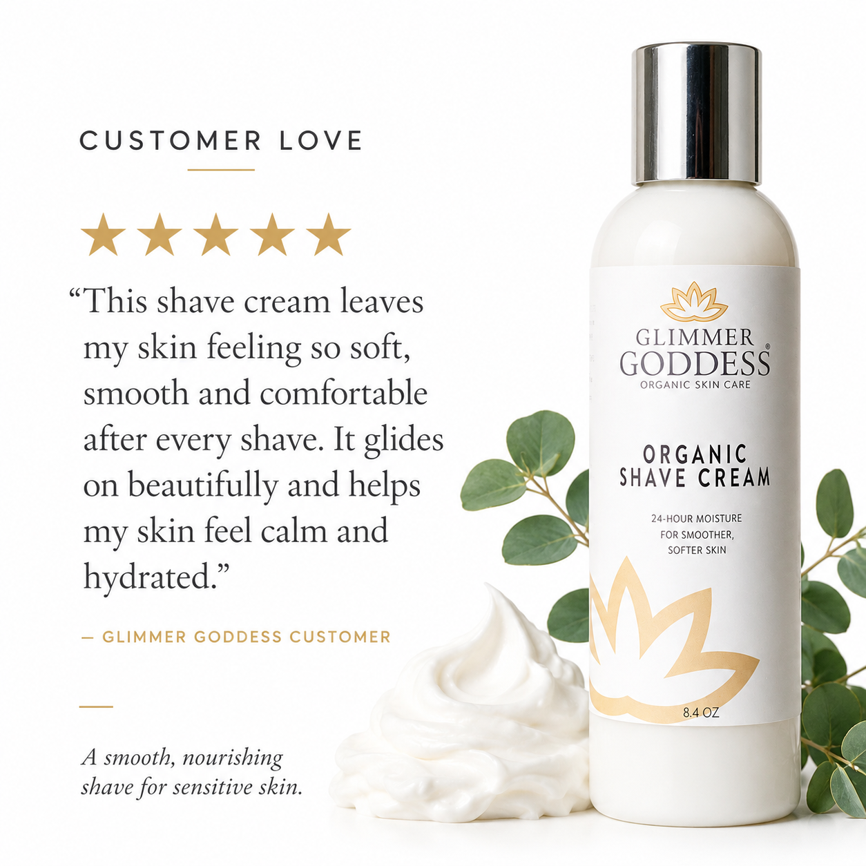 Organic Shave Cream for Sensitive Skin – Hydrating Formula - Trending Wellness Store