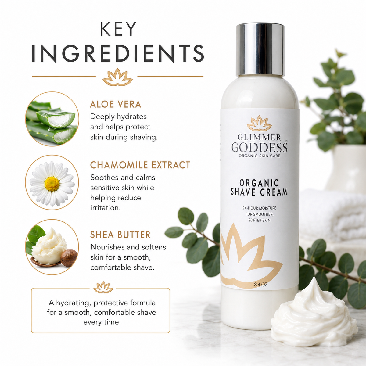 Organic Shave Cream for Sensitive Skin – Hydrating Formula - Trending Wellness Store