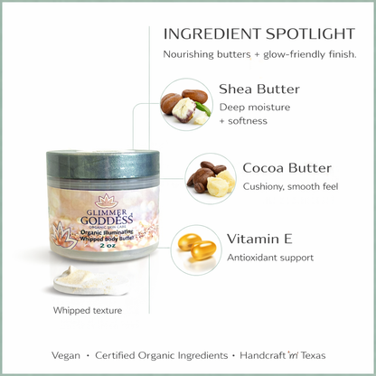 Organic Shimmering Body Butter 2 oz – Travel Size - Trending Wellness Store