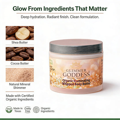 Organic Shimmering Body Butter – Radiant Glow + Deep Hydration - Trending Wellness Store