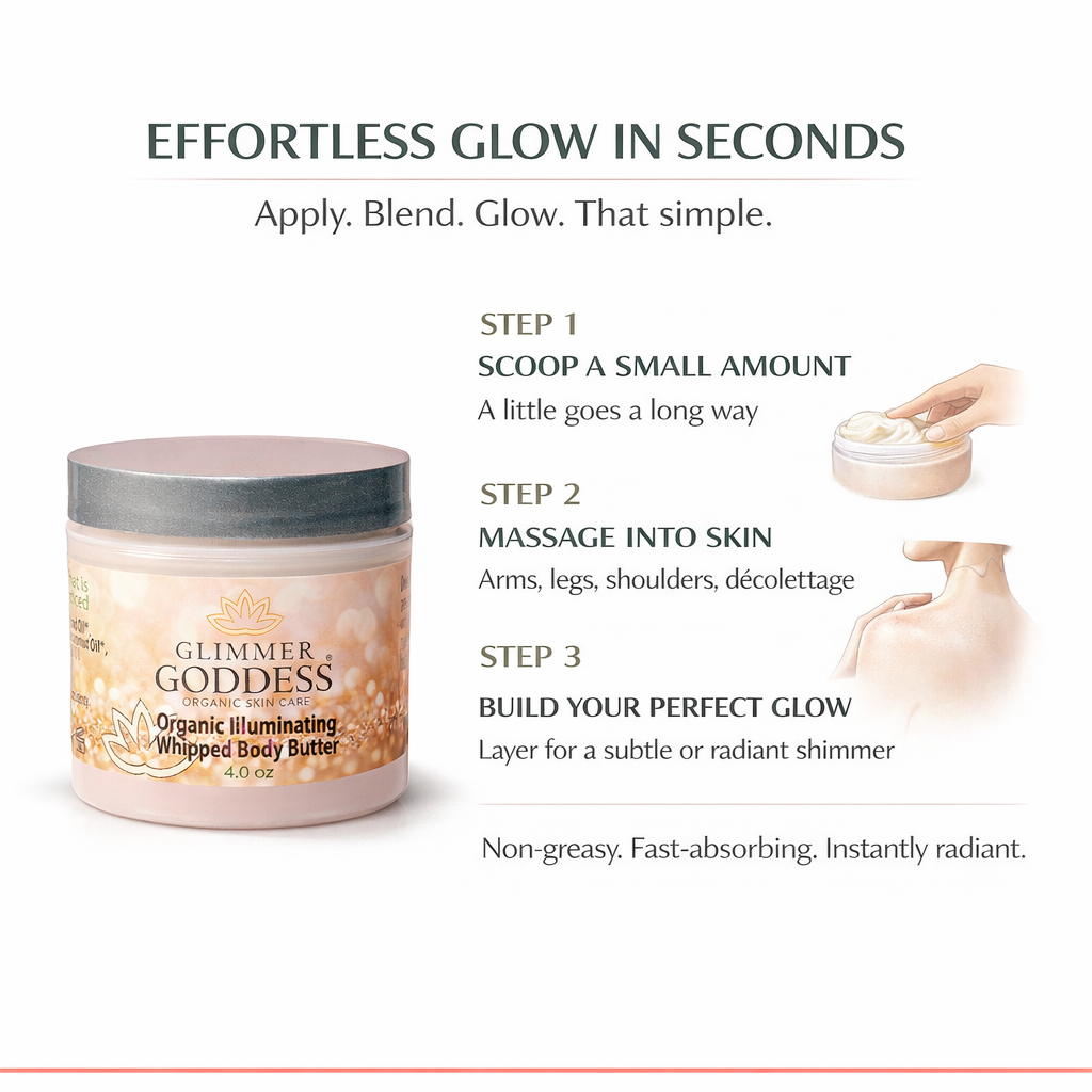 Organic Shimmering Body Butter – Radiant Glow + Deep Hydration - Trending Wellness Store