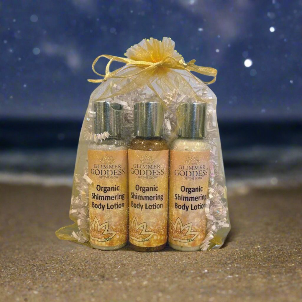 Organic Shimmer Body Lotion Travel Size Gift Set - Trending Wellness Store
