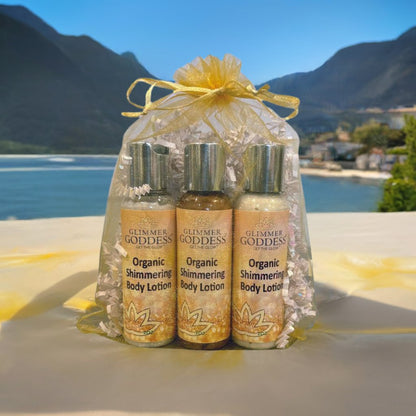 Organic Shimmer Body Lotion Travel Size Gift Set - Trending Wellness Store