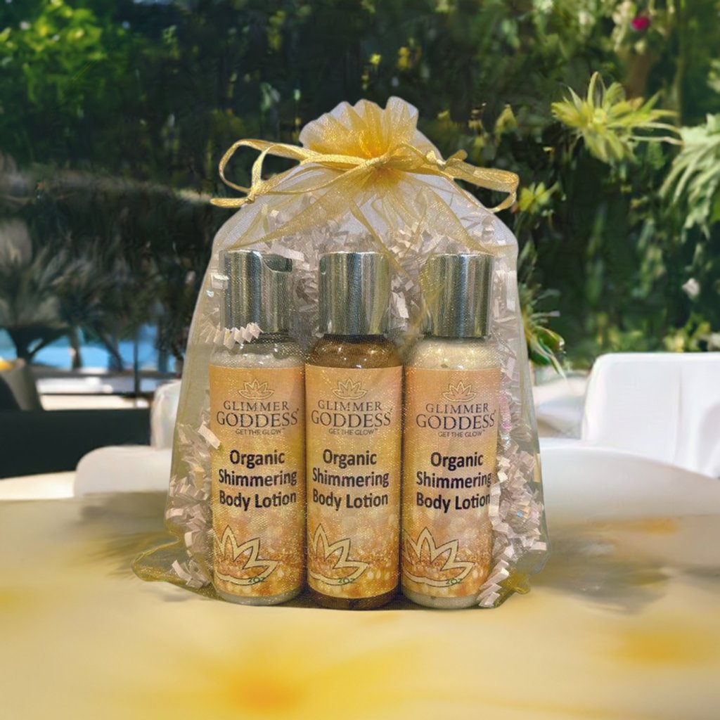 Organic Shimmer Body Lotion Travel Size Gift Set - Trending Wellness Store