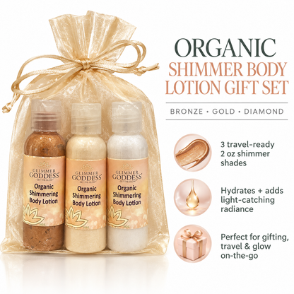 Organic Shimmer Body Lotion Travel Size Gift Set - Trending Wellness Store