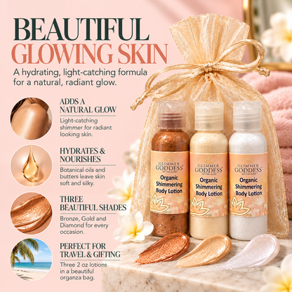 Organic Shimmer Body Lotion Travel Size Gift Set - Trending Wellness Store