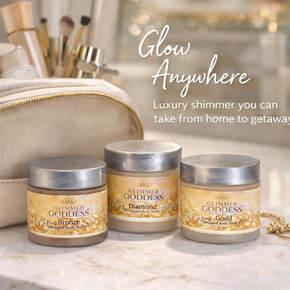 Organic Shimmering Body Butter Trio – 3 x 2 oz Travel Set - Trending Wellness Store