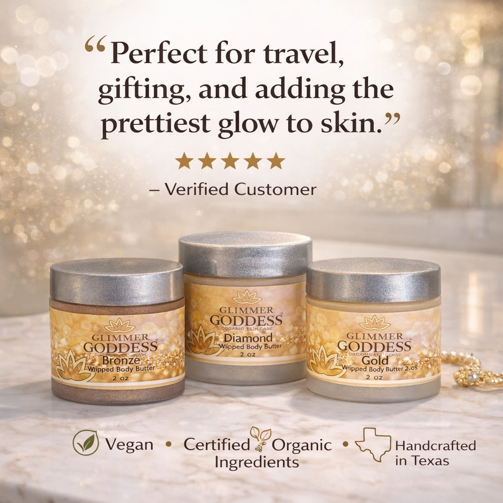 Organic Shimmering Body Butter Trio – 3 x 2 oz Travel Set - Trending Wellness Store