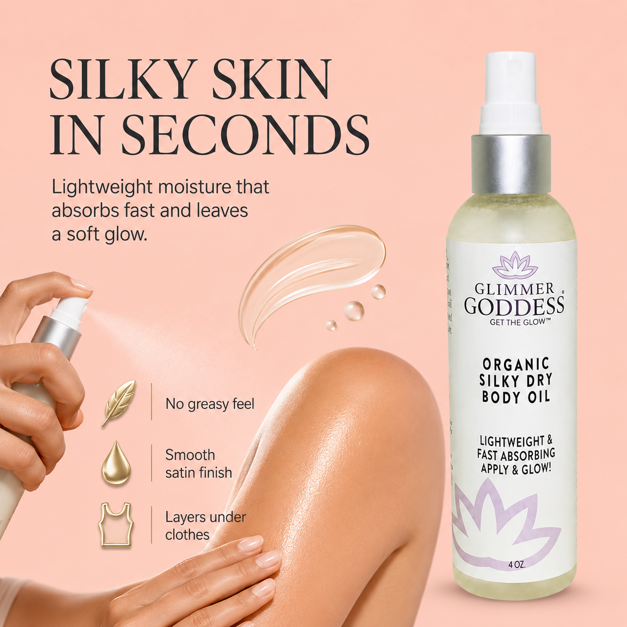 Organic Silky Dry Body Oil – Fast-Absorbing Formula - Trending Wellness Store