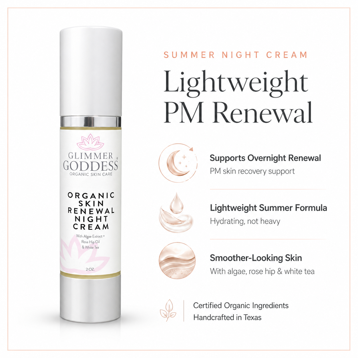Organic Skin Renewal Night Cream 2 oz – Anti-Aging - Trending Wellness Store
