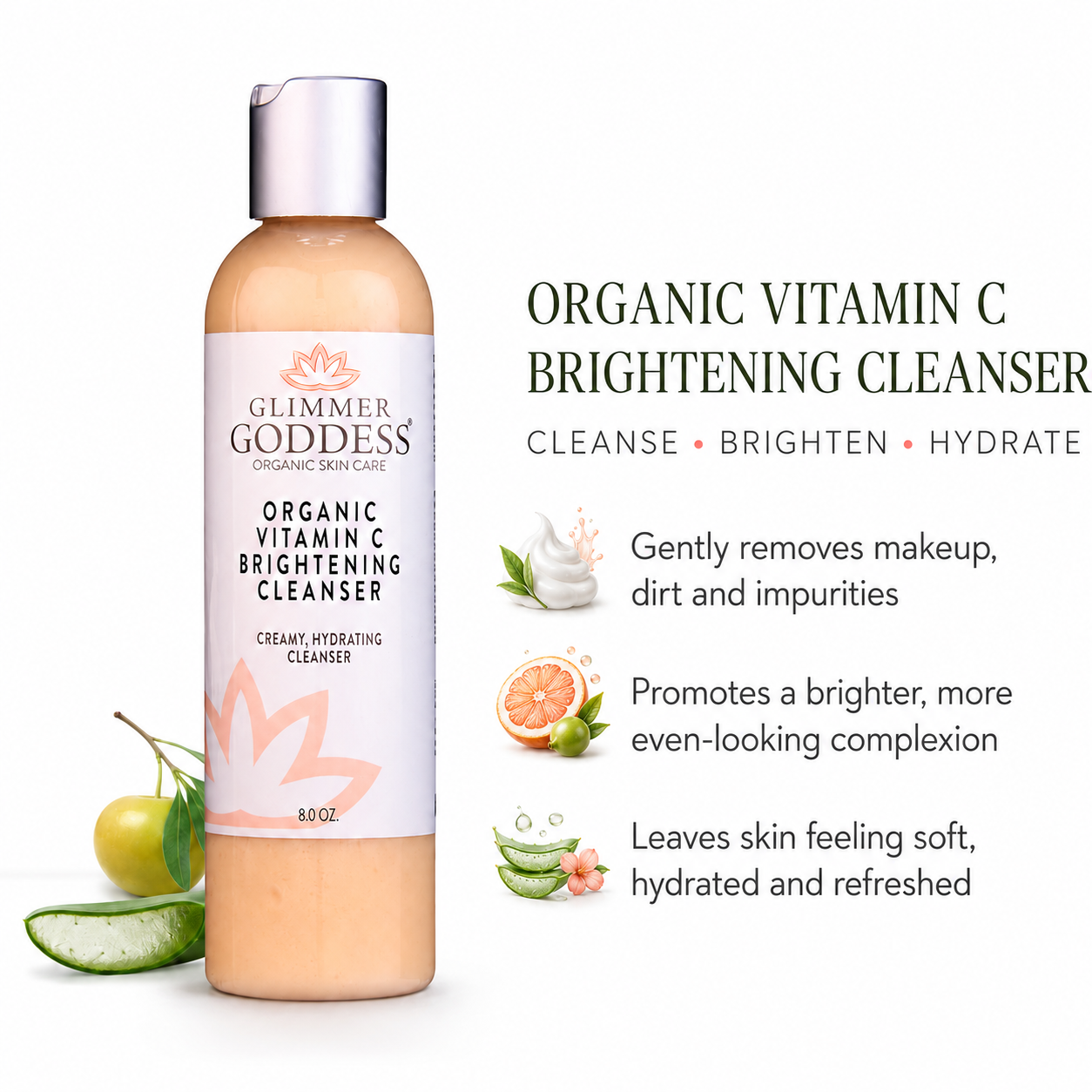Organic Vitamin C Brightening Cleanser – Gentle Face Wash - Trending Wellness Store