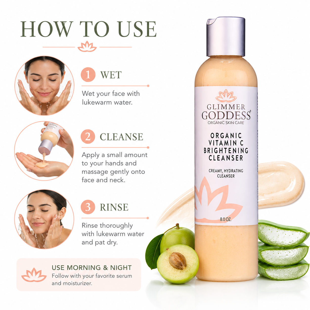 Organic Vitamin C Brightening Cleanser – Gentle Face Wash - Trending Wellness Store