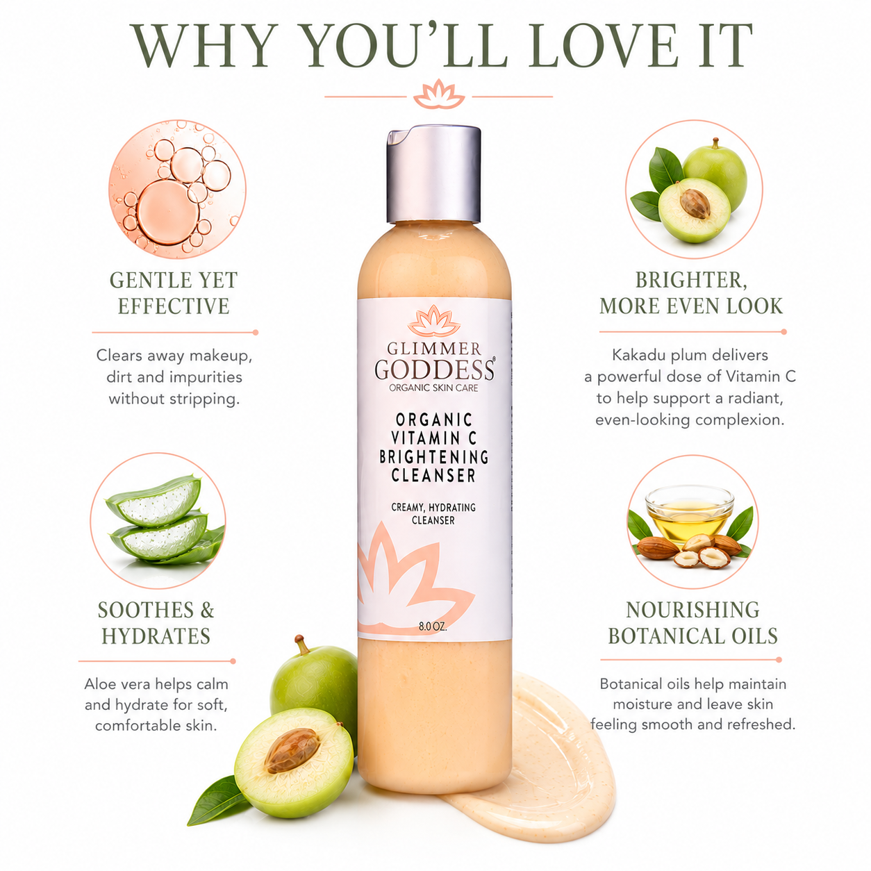 Organic Vitamin C Brightening Cleanser – Gentle Face Wash - Trending Wellness Store