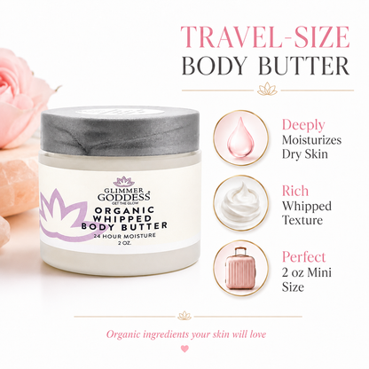 Organic Whipped Body Butter 2 oz – Mini Travel Size for Dry Skin & Eczema - Trending Wellness Store
