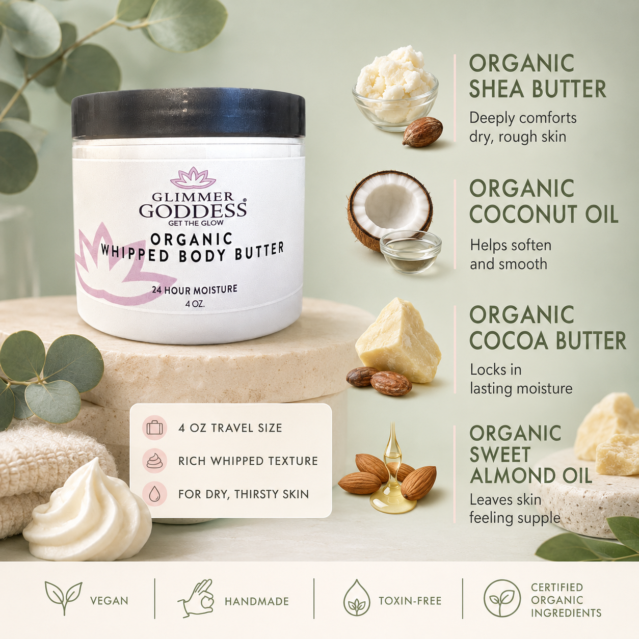 Organic Whipped Body Butter 4 oz – Travel Size - Trending Wellness Store