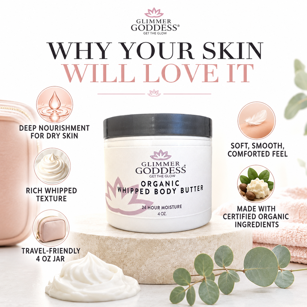 Organic Whipped Body Butter 4 oz – Travel Size - Trending Wellness Store