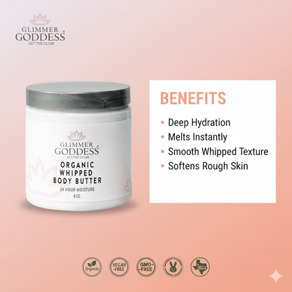 Organic Whipped Body Butter – Ultra-Rich Moisturizer for Dry Skin, Eczema & Sensitive Skin (8 oz) - Trending Wellness Store