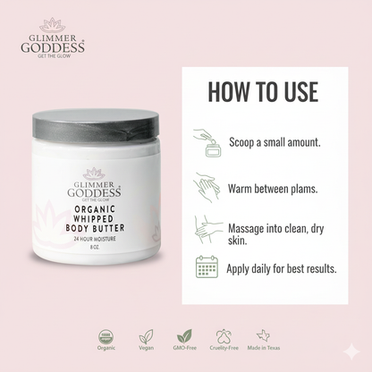 Organic Whipped Body Butter – Ultra-Rich Moisturizer for Dry Skin, Eczema & Sensitive Skin (8 oz) - Trending Wellness Store