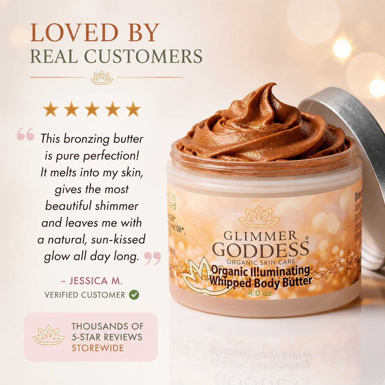 Organic Whipped Bronzing Body Butter – Shimmering Body Moisturizer with Instant Bronze Glow - Trending Wellness Store