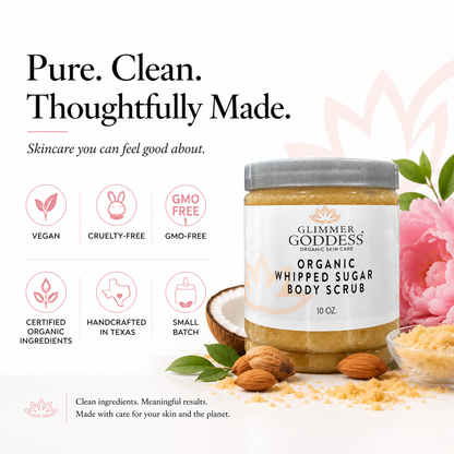 Organic Whipped Sugar Body Scrub 10 oz – Crepey Skin Treatment & Exfoliator - Trending Wellness Store