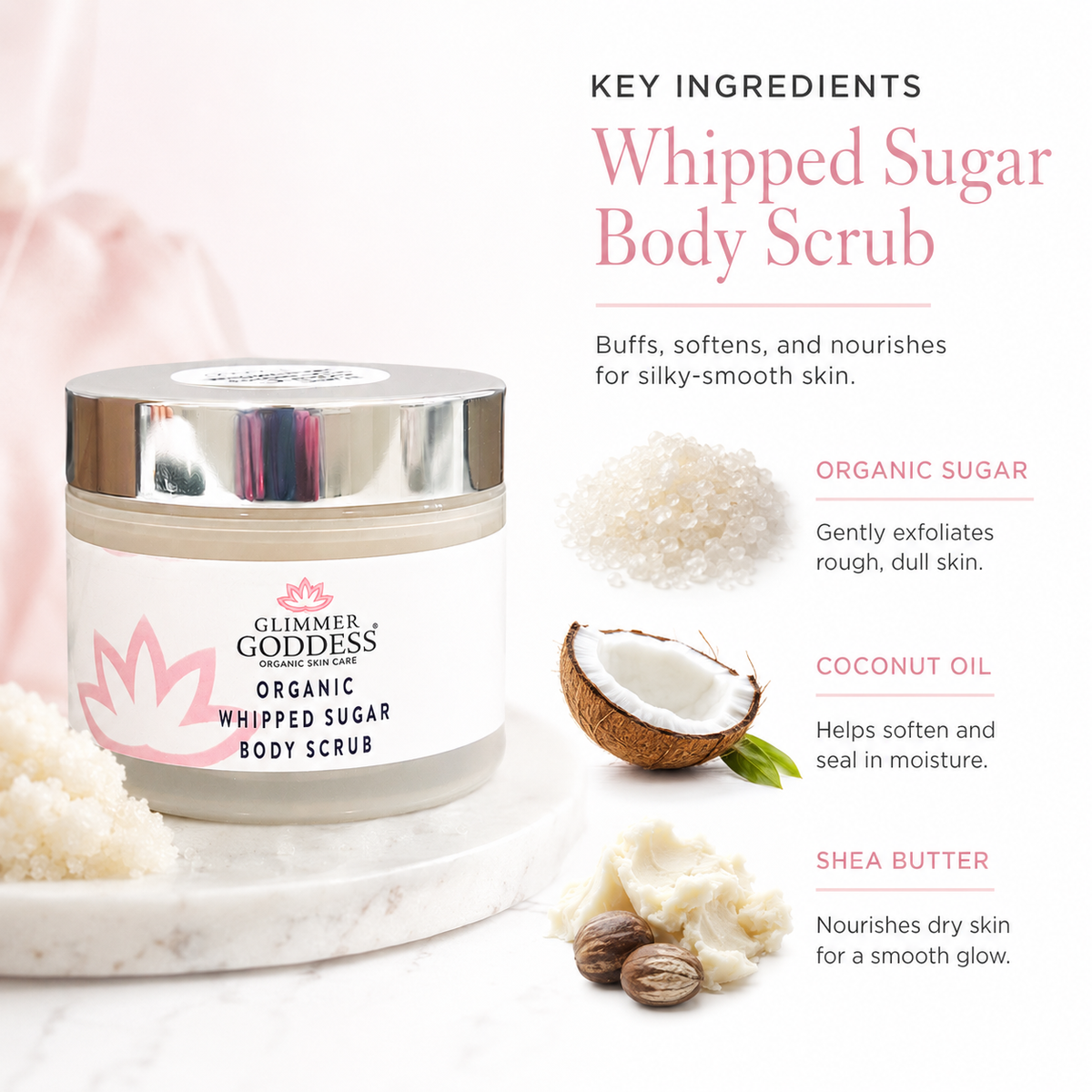 Organic Whipped Sugar Body Scrub 2 oz – Travel Size Crepey Skin Treatment & Exfoliator - Trending Wellness Store
