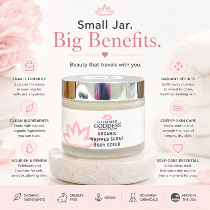 Organic Whipped Sugar Body Scrub 2 oz – Travel Size Crepey Skin Treatment & Exfoliator - Trending Wellness Store