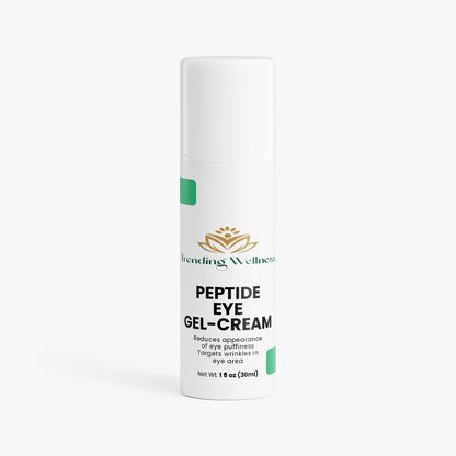 Peptide eye gel-cream bottle with branding on a white background