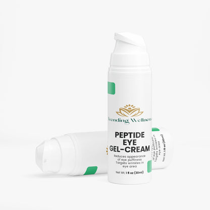 Peptide eye gel-cream bottle with branding on a white background